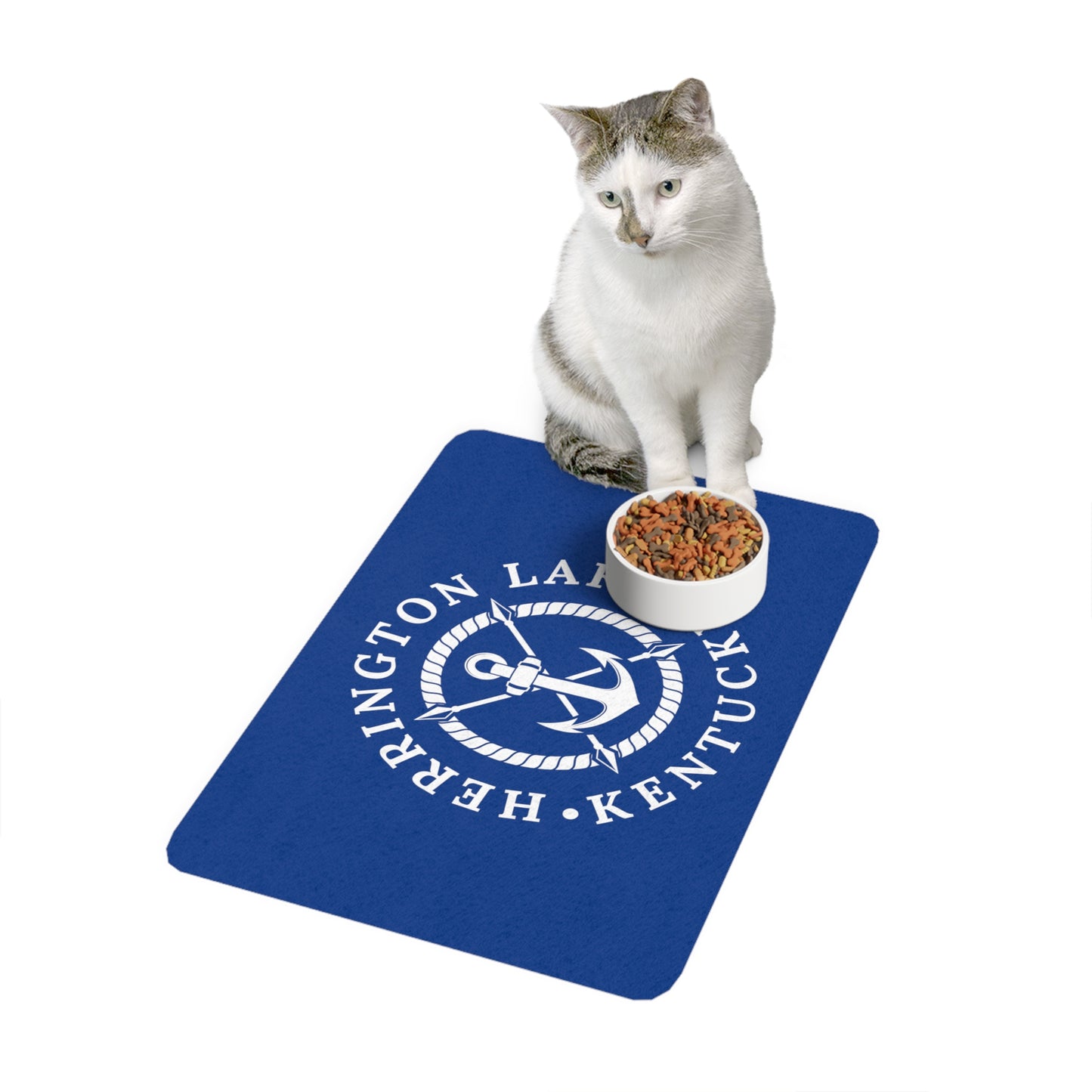 Herrington Lake Nautical Pet Food Mat, Blue