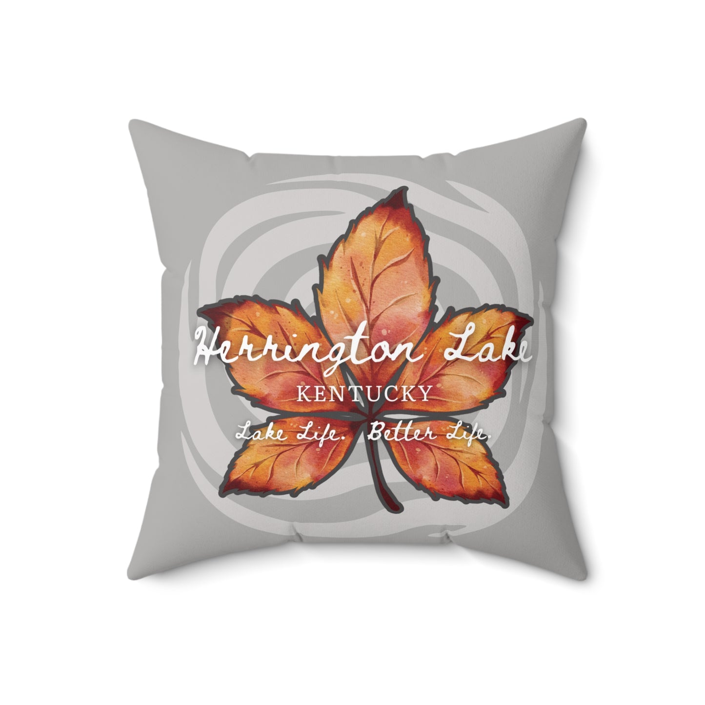Rustic Leaf on Water Spiral Spun Polyester Square Accent Pillow (Lite Grey)