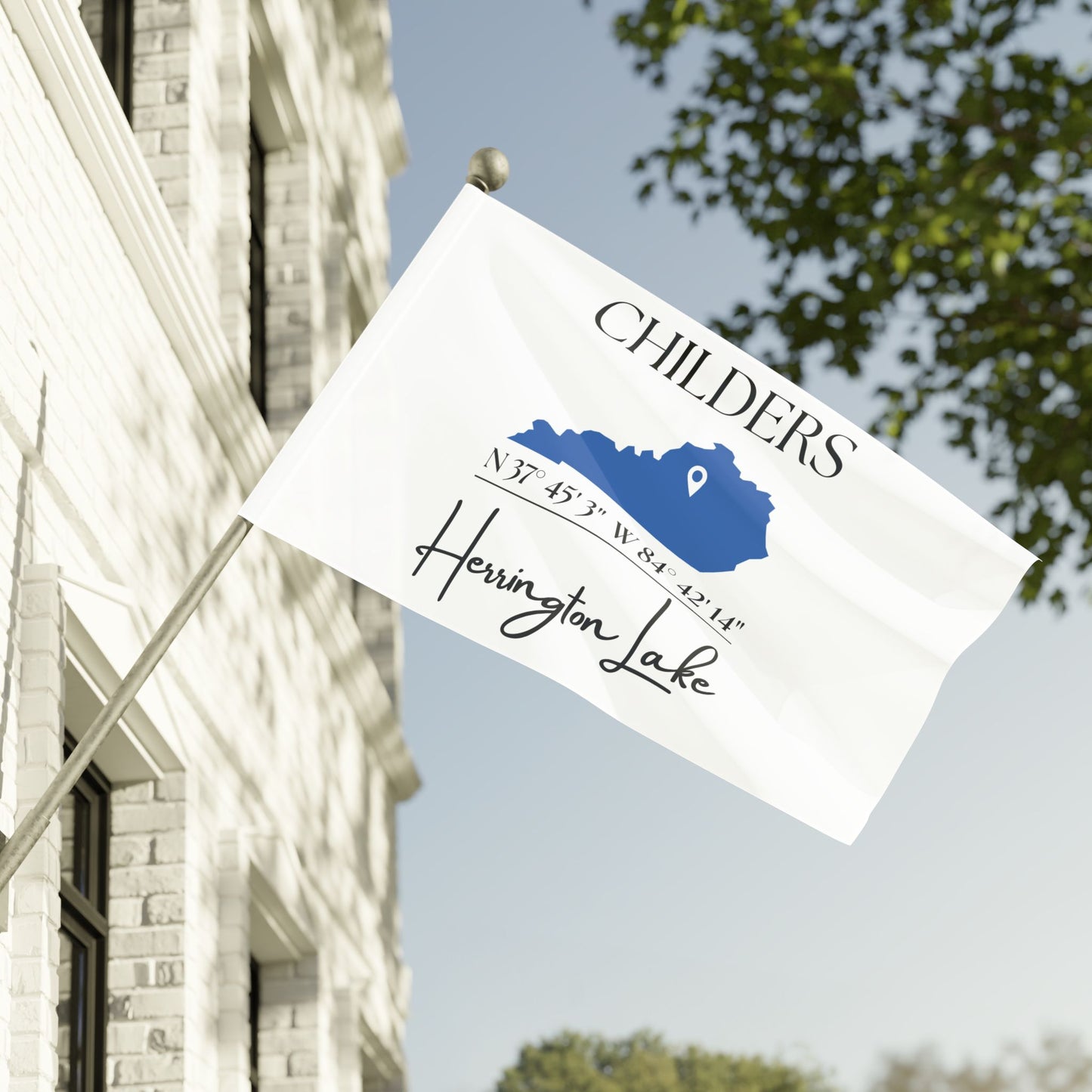 Personalized Custom Herrington Lake Name & Coordinates Flag