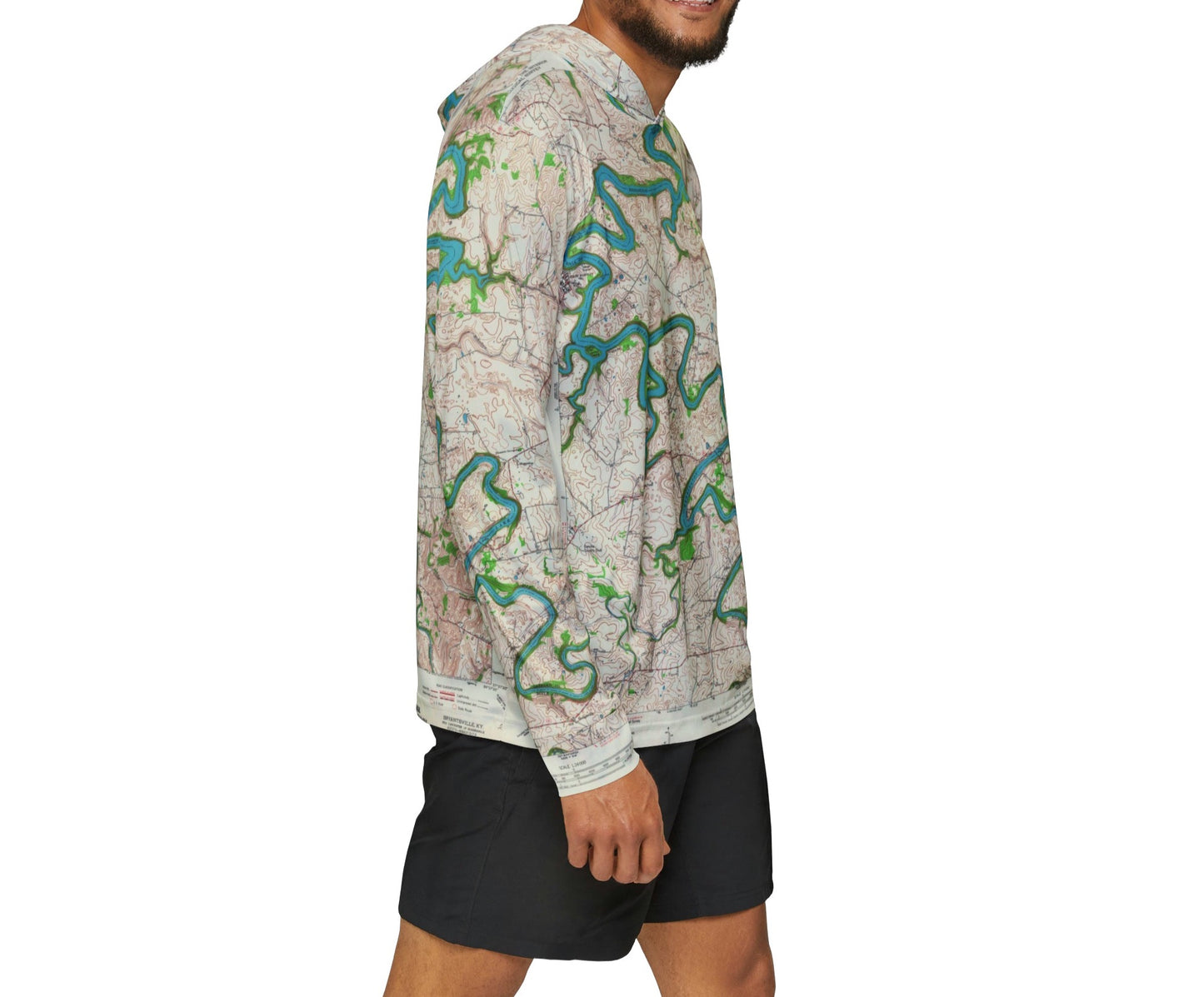 Herrington Lake USGS Topography Map Printed Men's Sports Warmup Hoodie