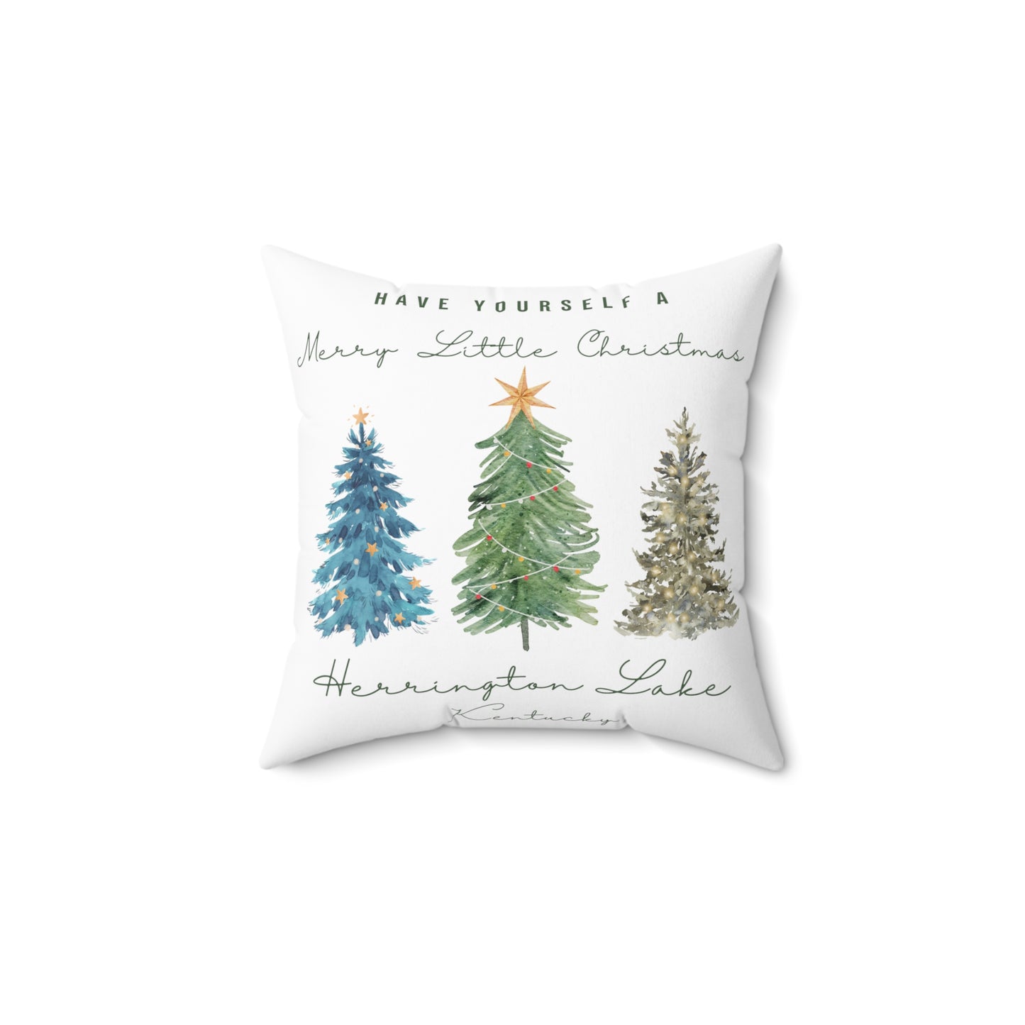 "Have Yourself A Merry Little Christmas”" Spun Polyester Square Accent Pillow (White)