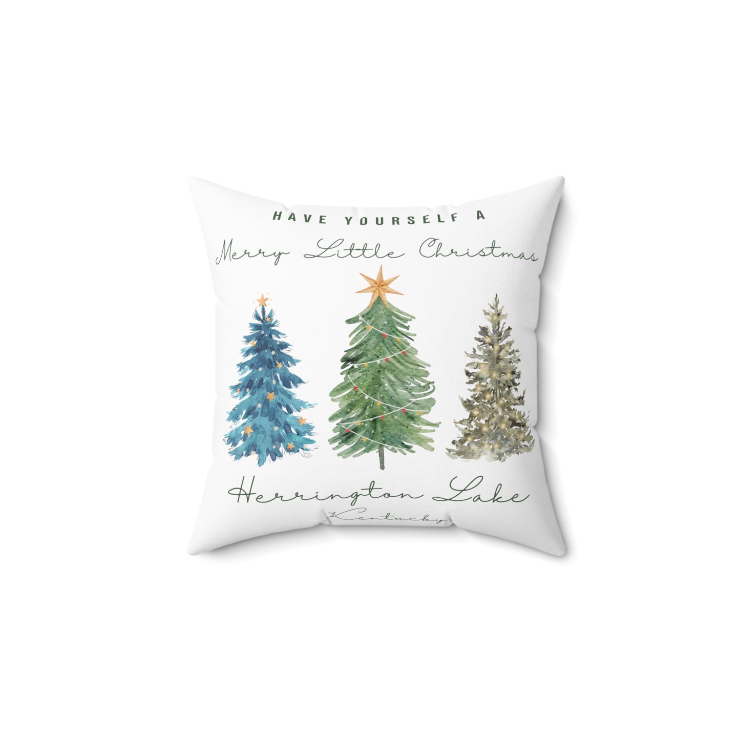"Have Yourself A Merry Little Christmas”" Spun Polyester Square Accent Pillow (White)