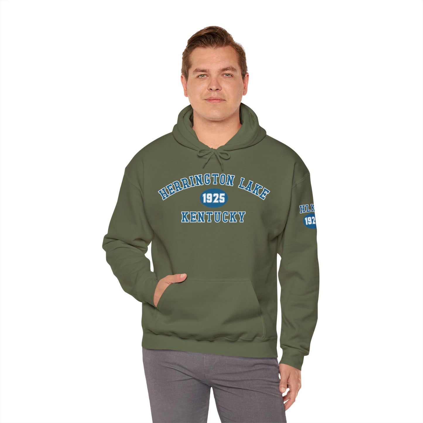 Herrington Lake Collegiate Collection Unisex Heavy Blend™ Hooded Sweatshirt w/ Printed Sleeve Accent