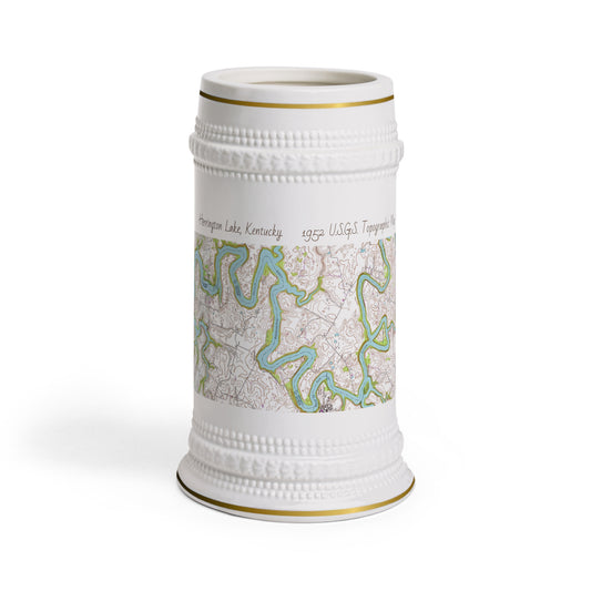 Herrington Lake 1952 USGS Topographic Map Collectible Ceramic Beer Stein Mug, Natural Colors
