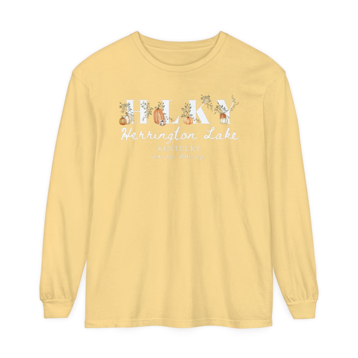 Fall Pumpkin HLKY Collection Garment-Dyed Premium Comfort Colors™ Long Sleeve T-Shirt
