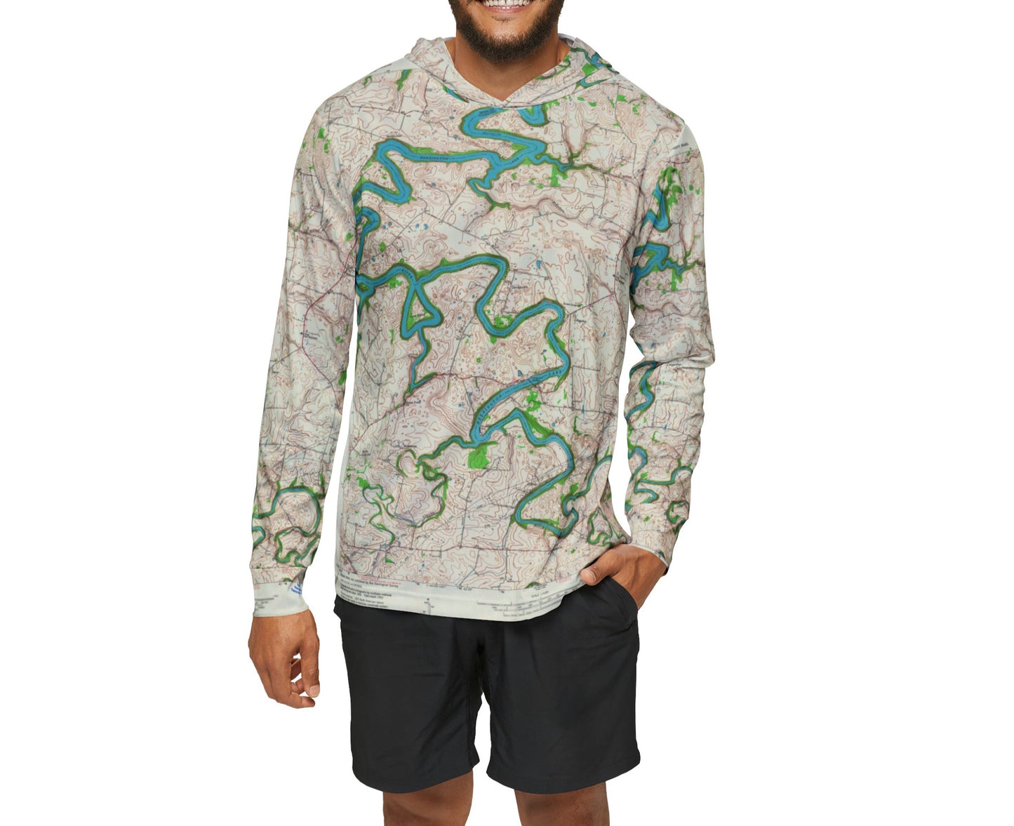 Herrington Lake USGS Topography Map Printed Men's Sports Warmup Hoodie
