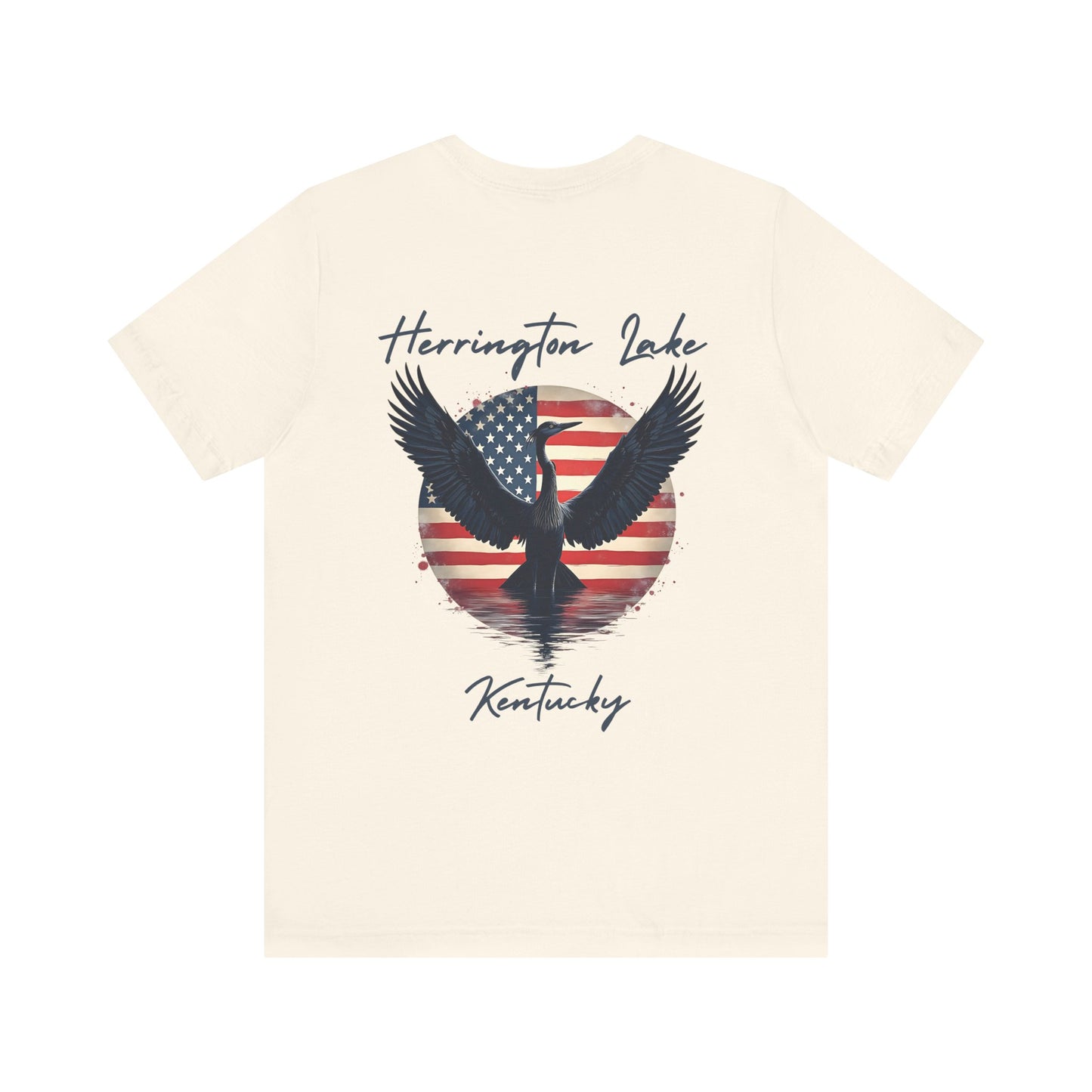 "Liberty Heron" Herrington Lake Patriots Collection Double-Sided Print Unisex Jersey Knit Cotton Short Sleeve Tee
