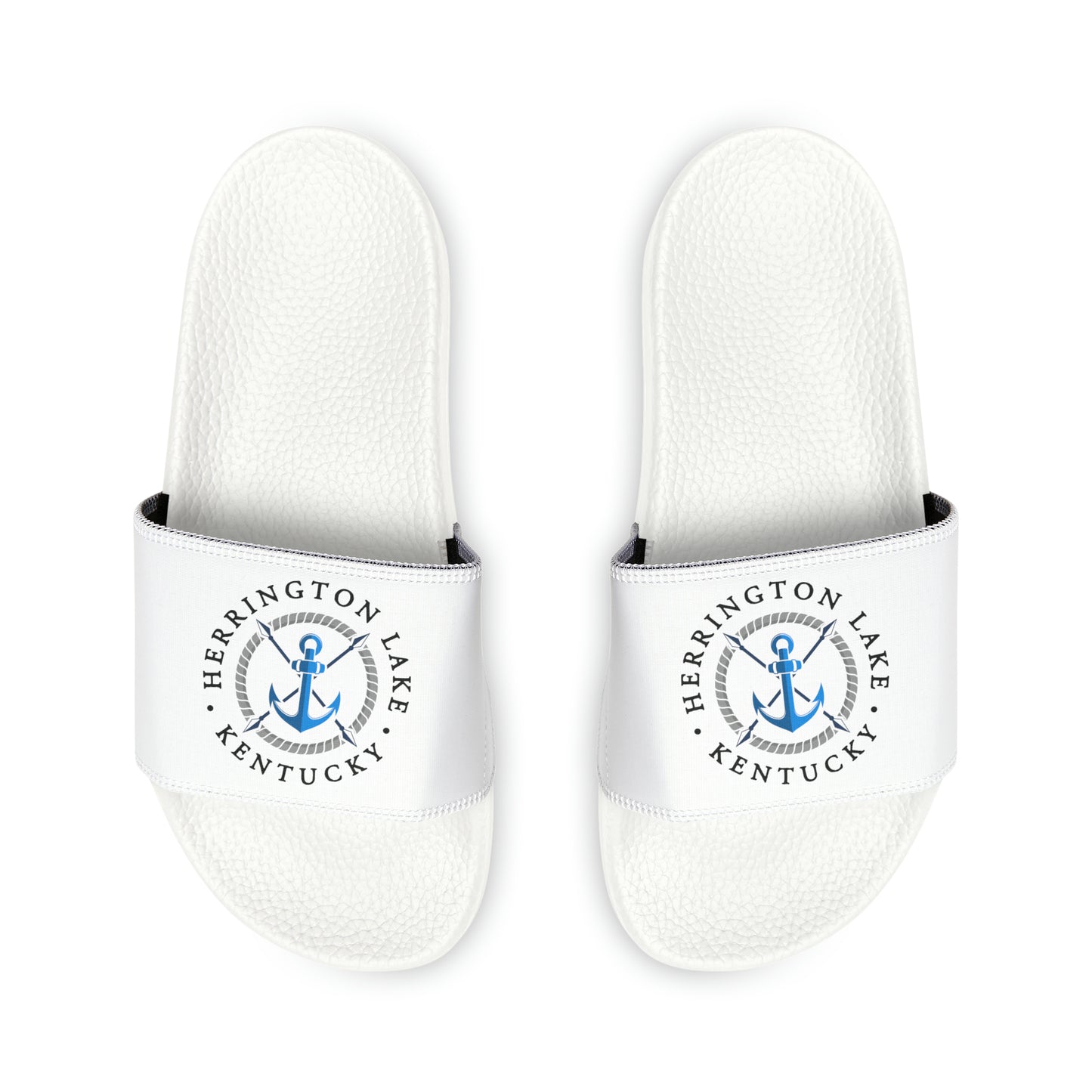 Women's HLKY Blue Anchor Slide Sandals, White