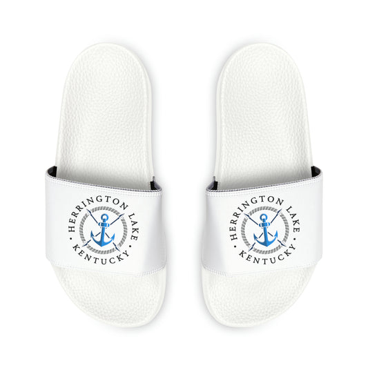 Women's HLKY Blue Anchor Slide Sandals, White