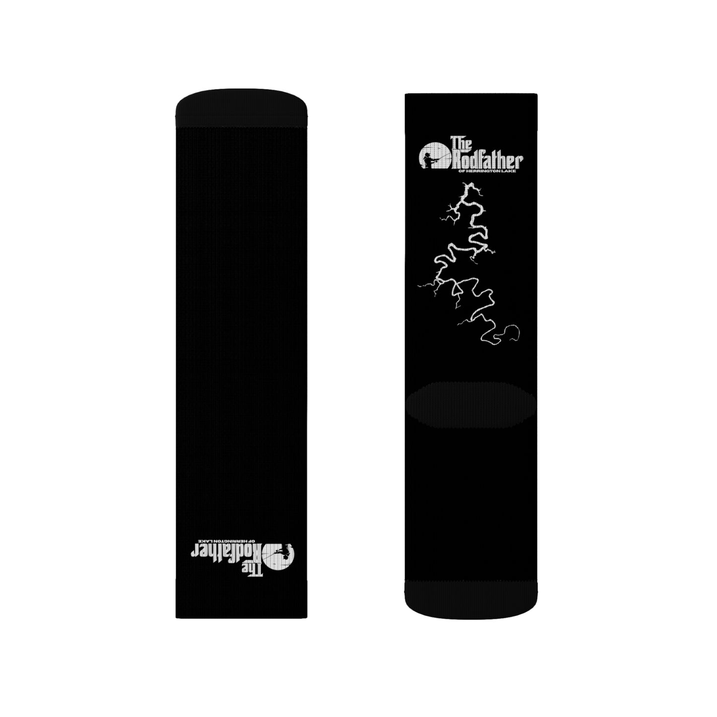 "The Rodfather" of Herrington Lake Iconica Collection Socks - White On Black