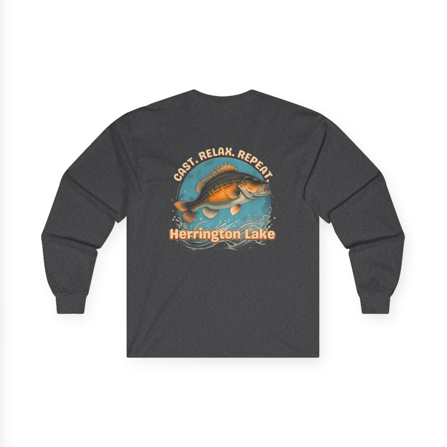 Cast. Relax. Repeat. Herrington Lake Unisex Double-Sided Print Ultra Cotton Long Sleeve Tee