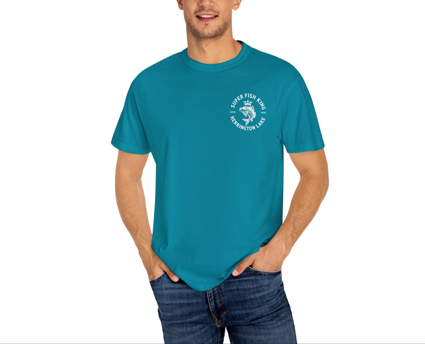 Custom Personalized Herrington Lake "Fish King" Double-Sided Premium Garment-Dyed Comfort Colors TShirt