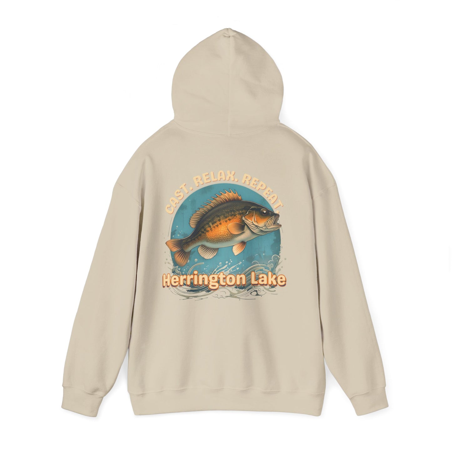 Cast. Relax. Repeat. Herrington Lake Double-Sided Unisex Heavy Blend™ Hooded Sweatshirt