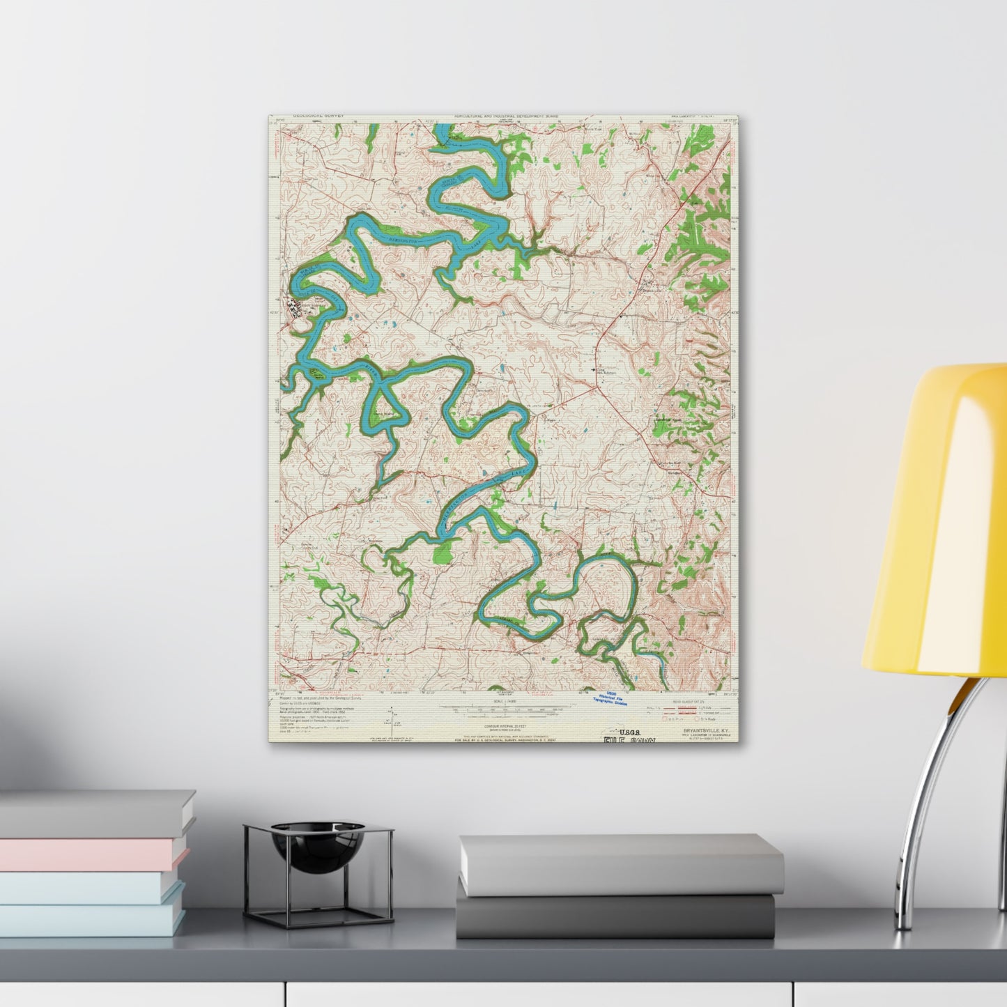 Herrington Lake - Bryantsville Quadrangle Topographic Map, USGS 1952 Canvas Gallery Wraps