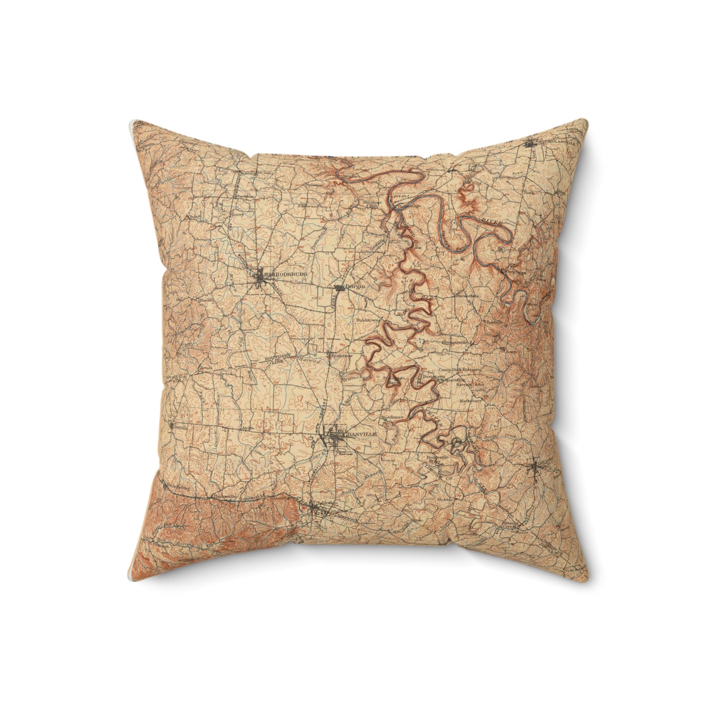 Herrington Lake 1909 Topography Spun Polyester Square Accent Pillow