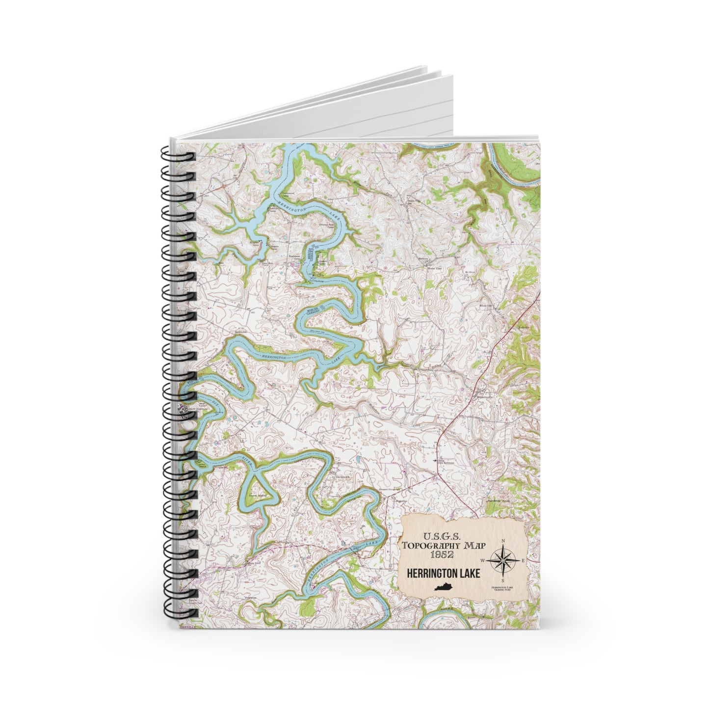 Herrington Lake 1952 USGS Topography Map Spiral Notebook - Ruled Line