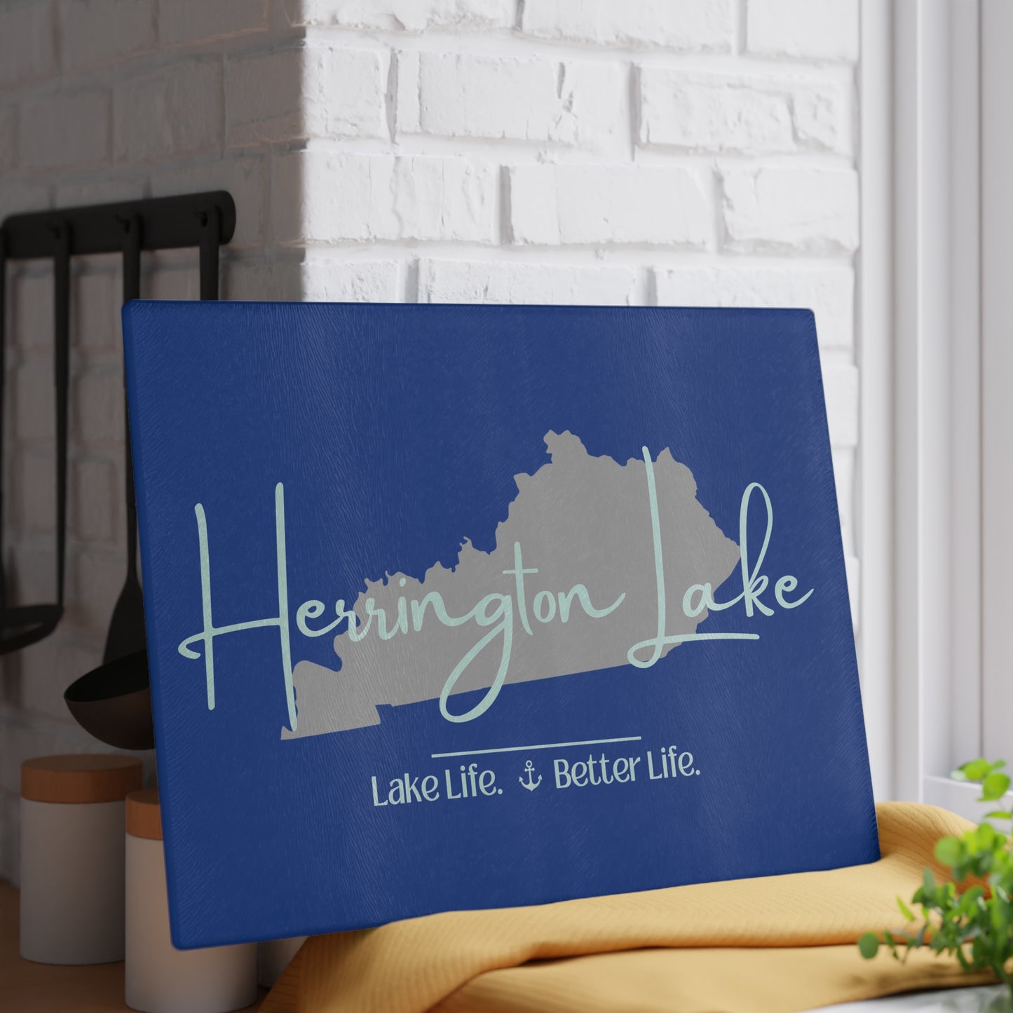 Herrington Lake Signature Collection Glass Cutting Board - Dark Blue