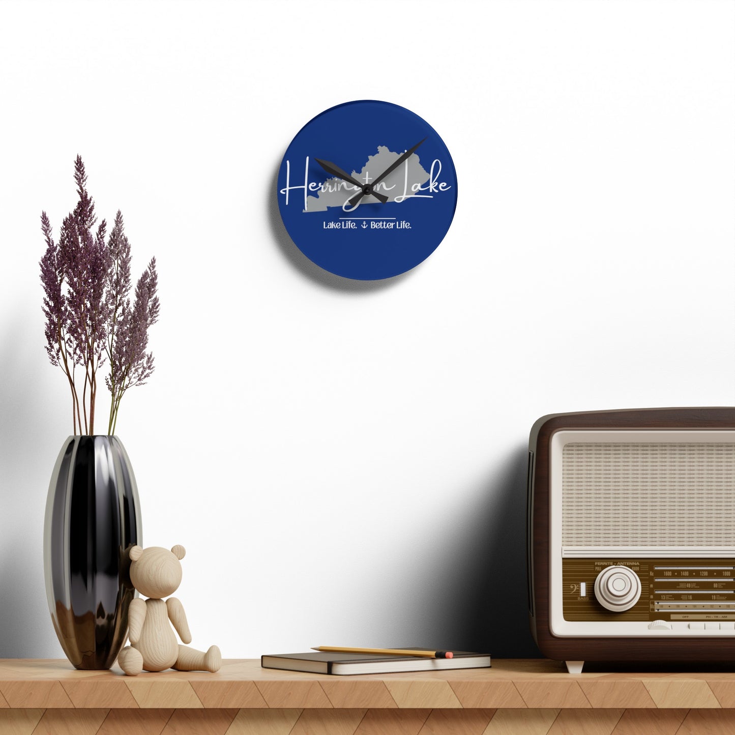 Herrington Lake Signature Collection Acrylic Wall Clock, Round, Blue