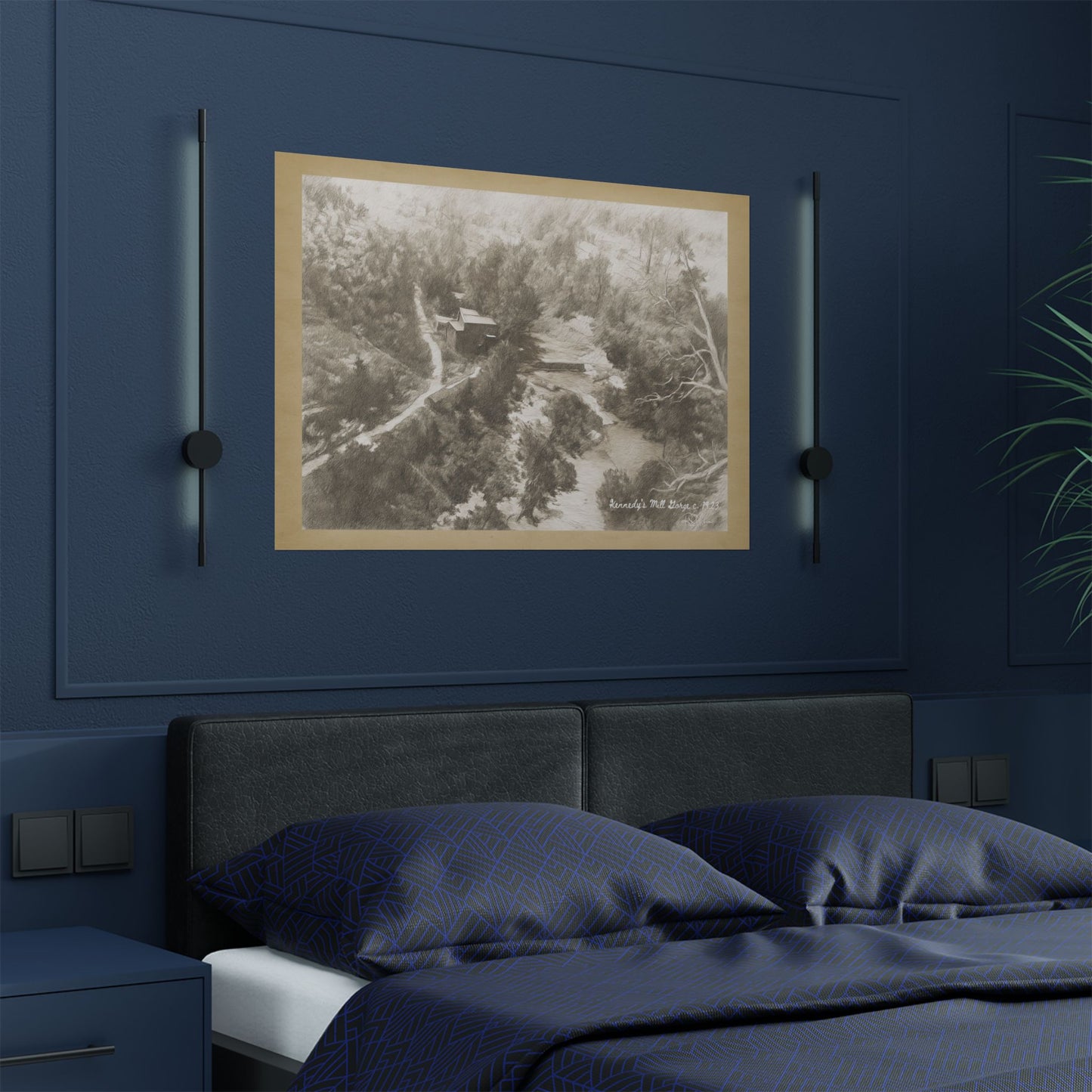 Kennedy's Mill Gorge c. 1923 in Pencil Satin Fine Art Poster Print (300gsm)