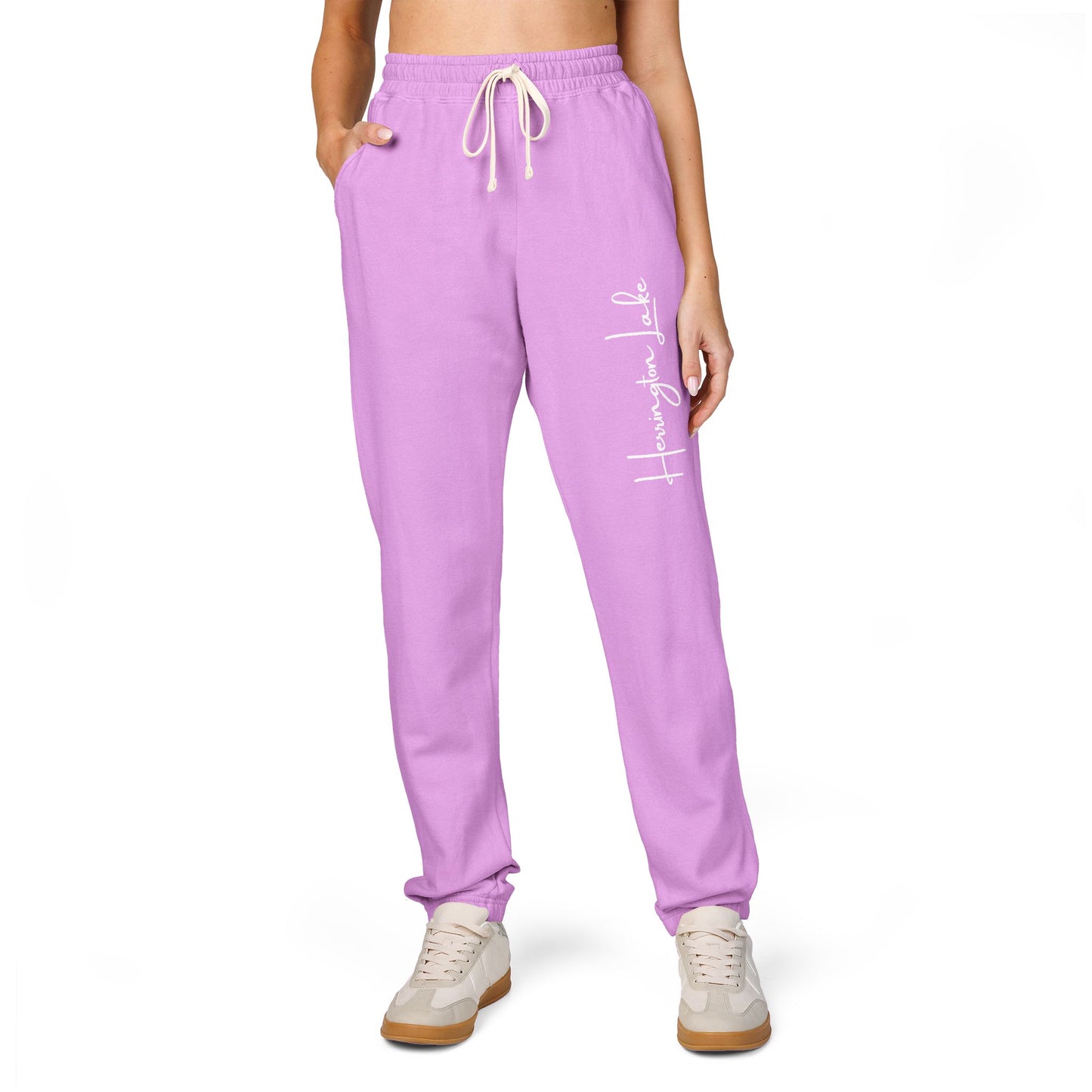 Herrington Lake Script Logo Unisex Garment-Dyed Fleece Sweatpants