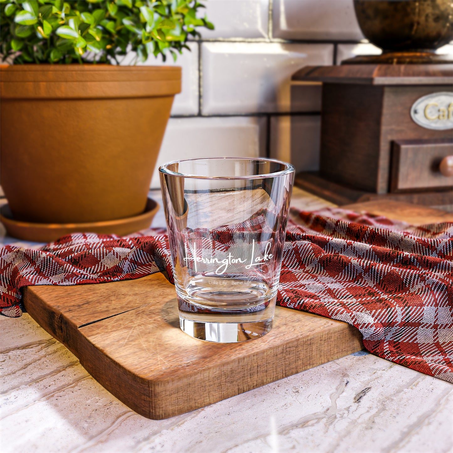 Herrington Lake Signature Logo Shot Glass, 1.5oz (White/Grey)