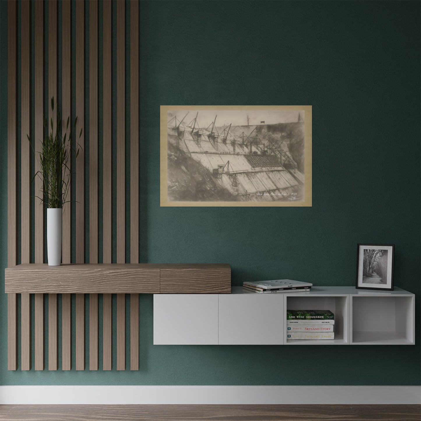 Dix Dam Under Construction - 1 c. 1924 in Pencil Satin Fine Art Poster Print (300gsm)