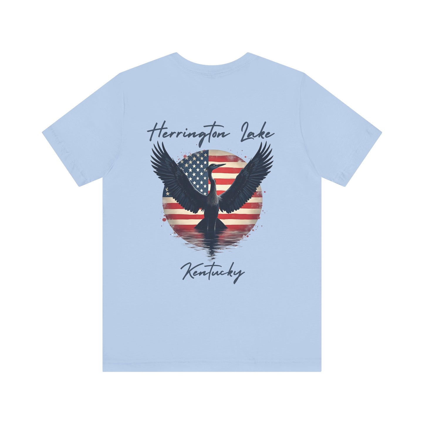 "Liberty Heron" Herrington Lake Patriots Collection Double-Sided Print Unisex Jersey Knit Cotton Short Sleeve Tee