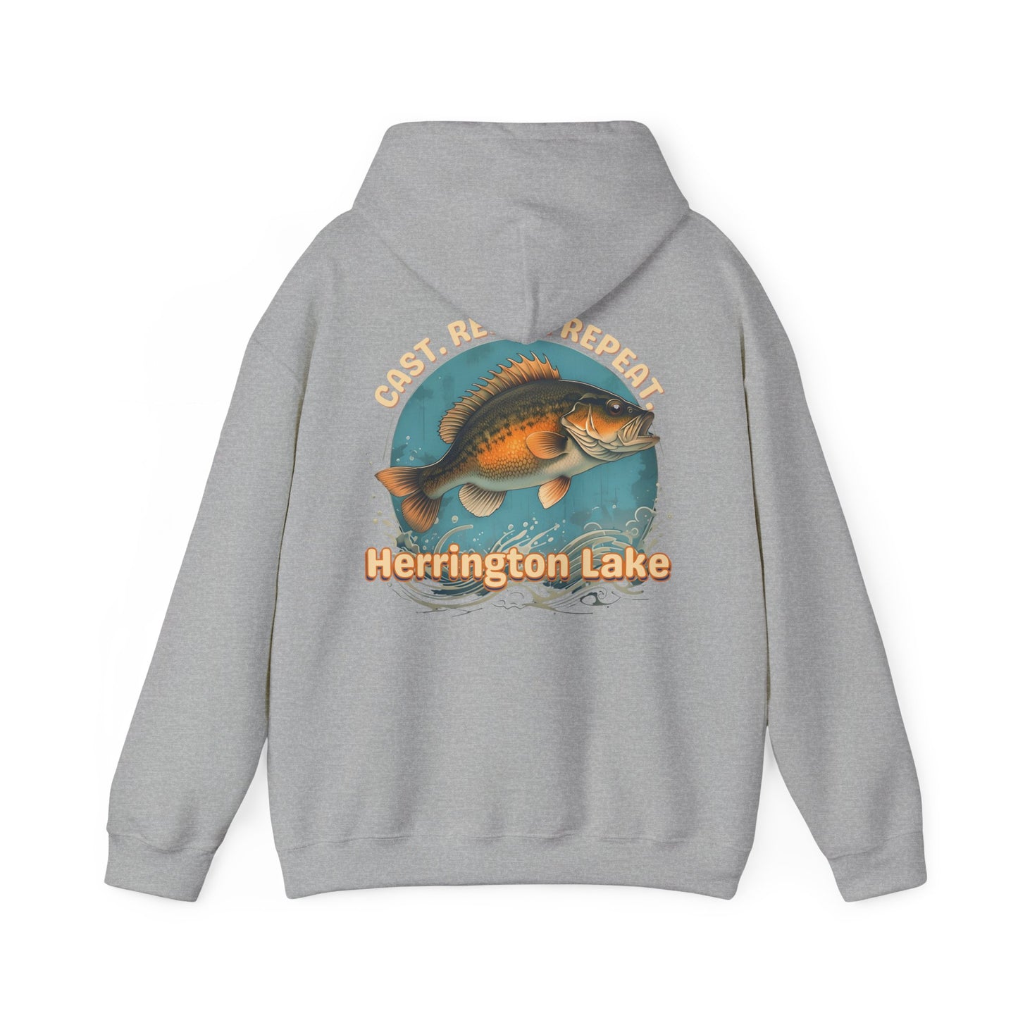 Cast. Relax. Repeat. Herrington Lake Double-Sided Unisex Heavy Blend™ Hooded Sweatshirt