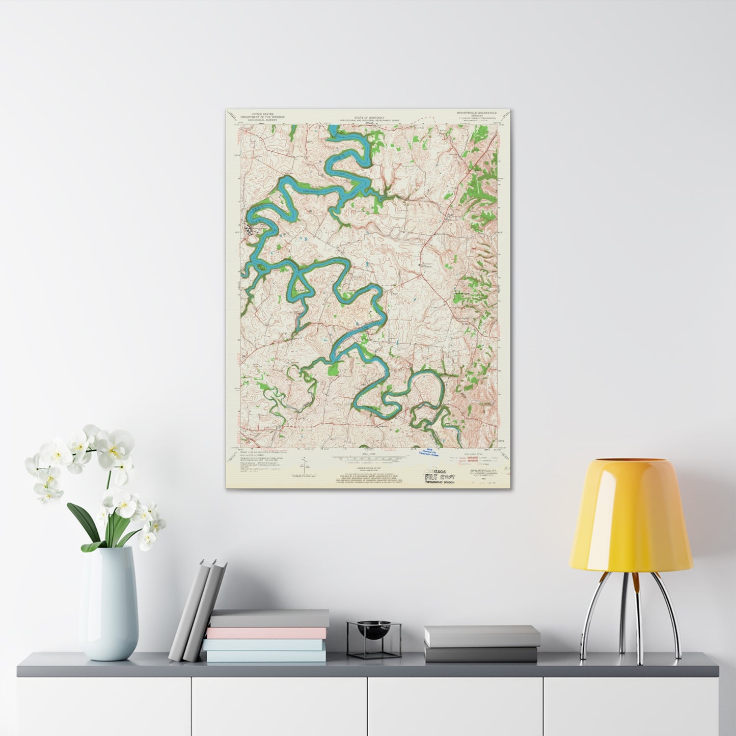 Herrington Lake - Bryantsville Quadrangle Topographic Map, USGS 1952 Canvas Gallery Wraps