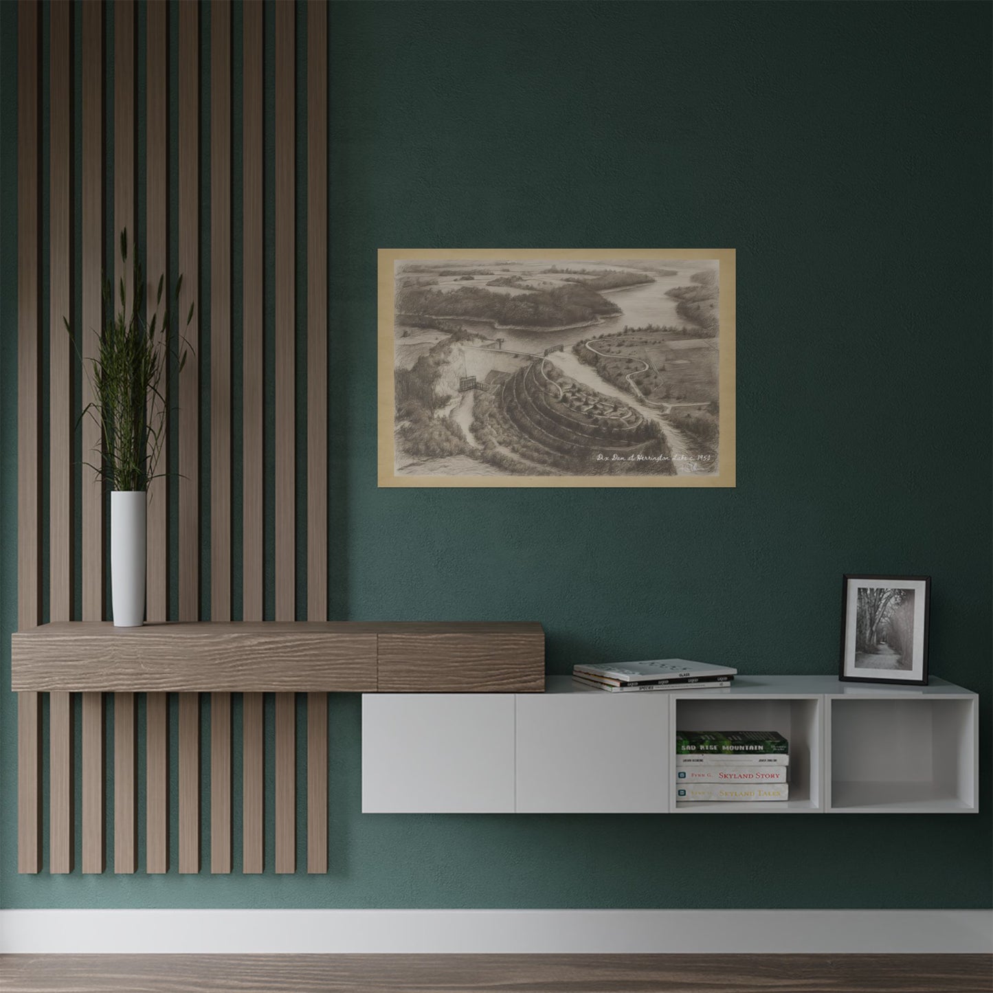 Herrington Lake Overhead -1 c. 1950 in Pencil Satin Fine Art Poster Print (300gsm)