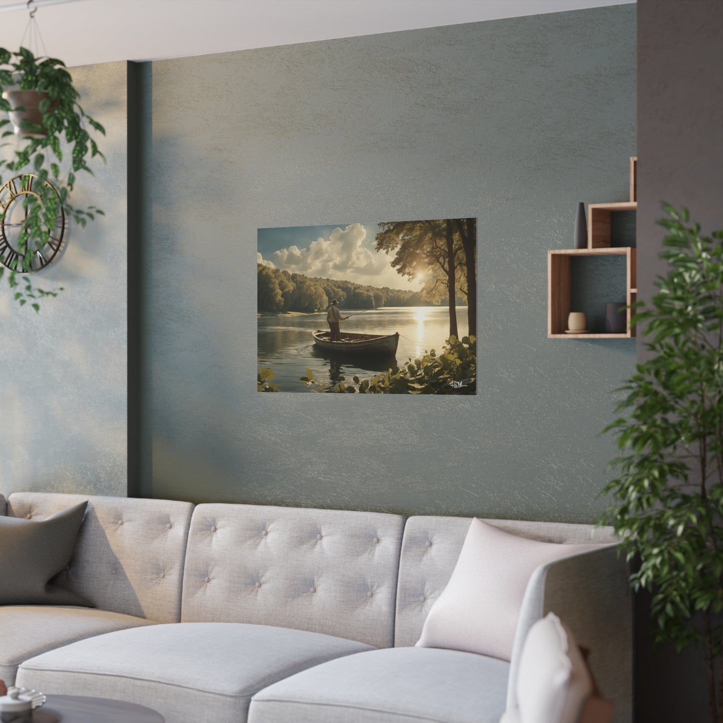 "Fishing in Olde Herrington" Satin Poster (210gsm)