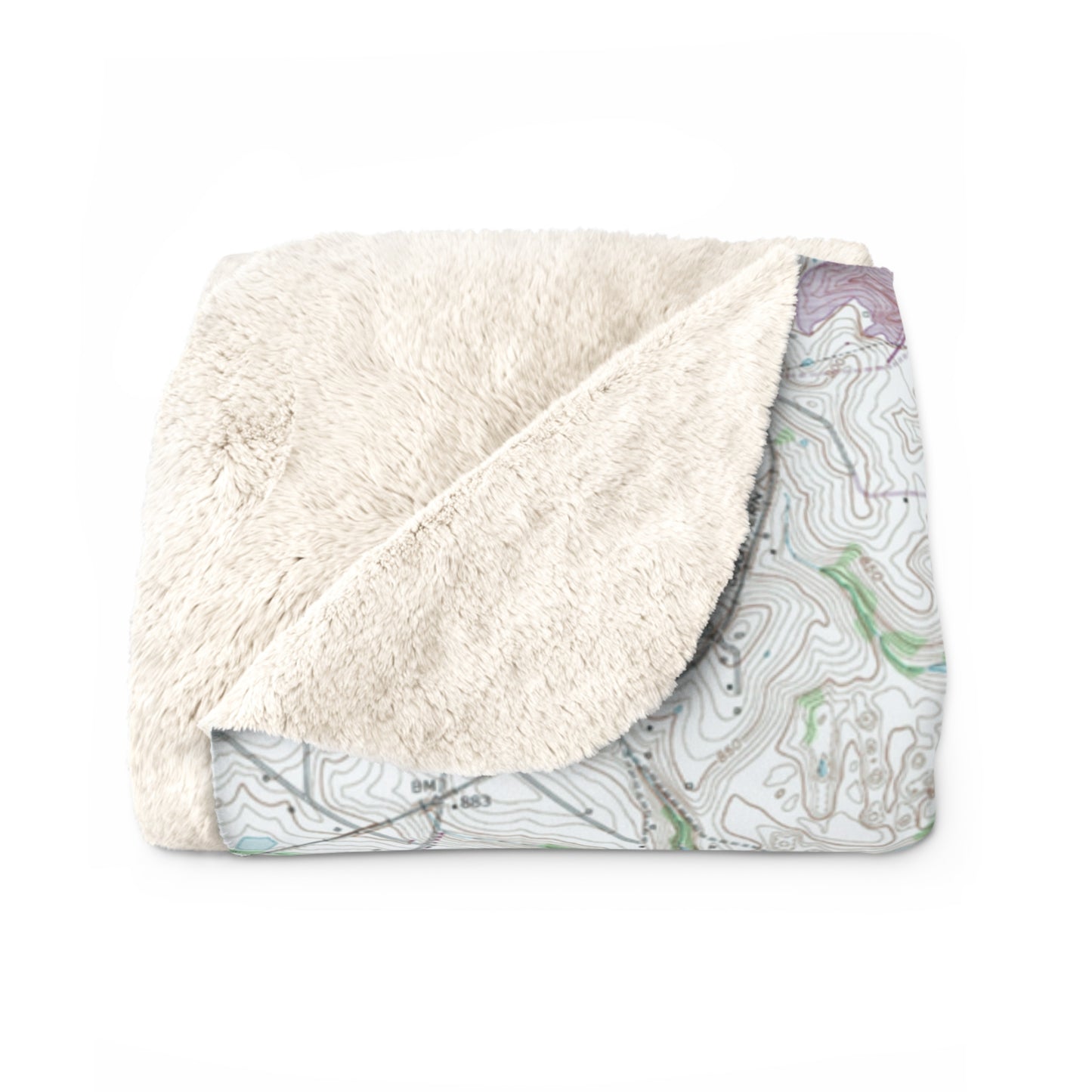 Herrington Lake 1952 USGS Topography Map Sherpa Fleece Blanket - Blue/Green