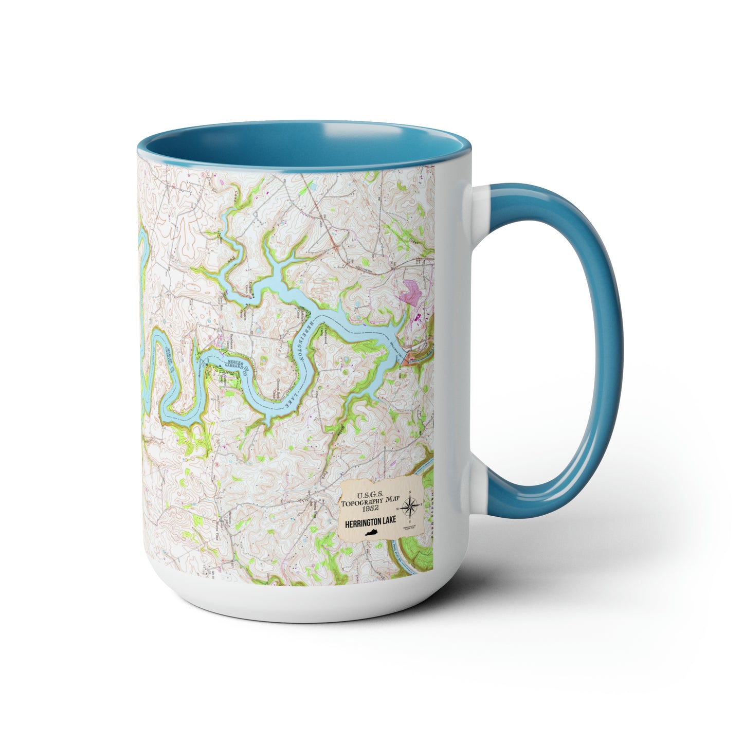 1952 Full USGS Herrington Lake Topography Map Biggie Coffee Mugs, 15oz