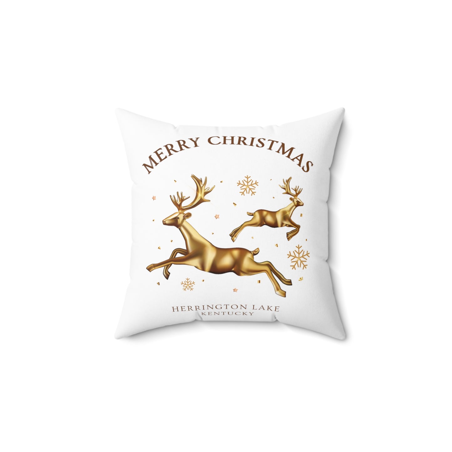 "A Golden Herrington Lake Christmas" Spun Polyester Square Accent Pillow (White)