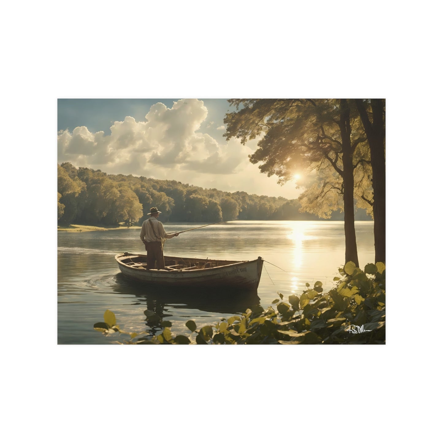 "Fishing in Olde Herrington" Satin Poster (210gsm)
