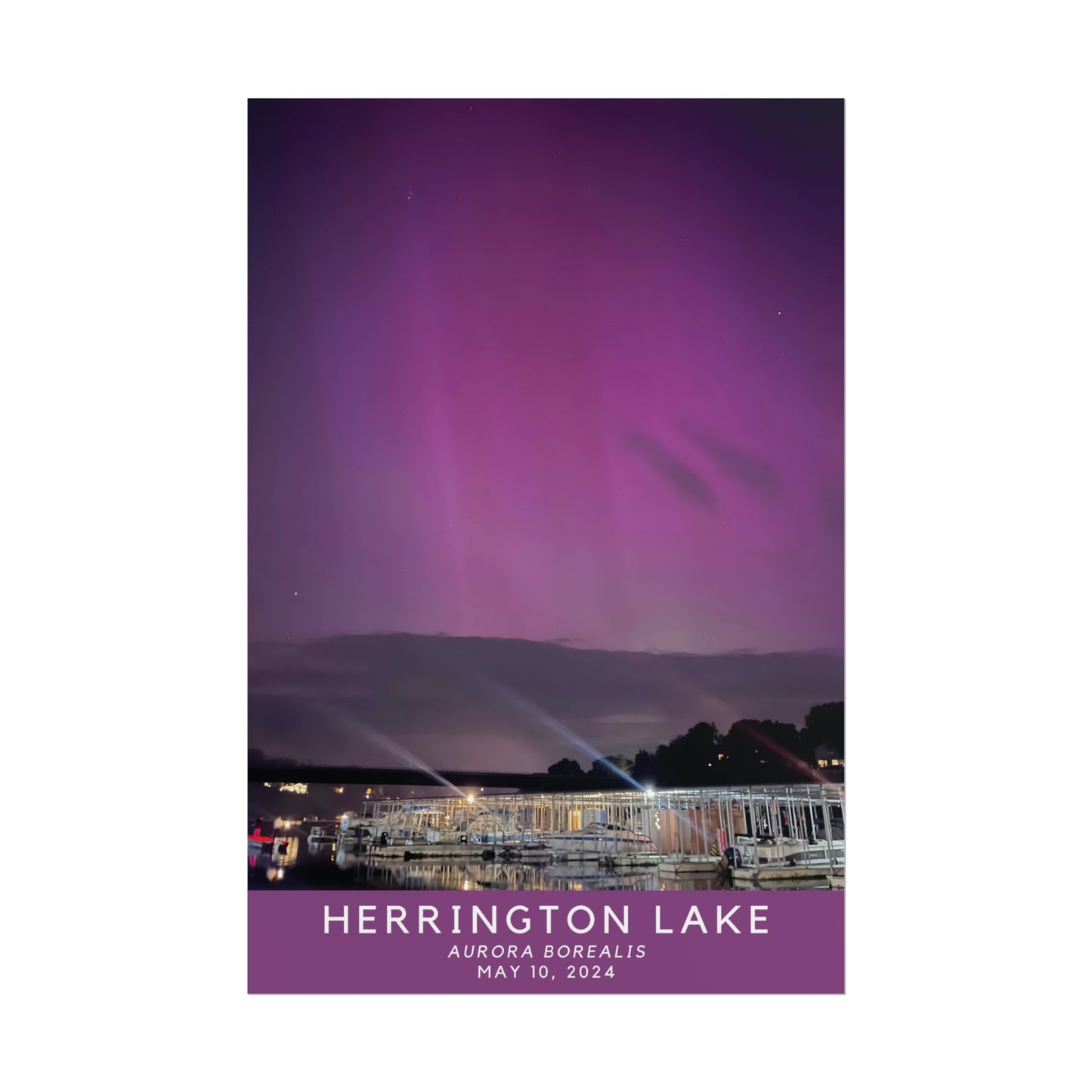 Northern Lights Over Herrington Limited Edition Rolled Posters with Titled Bottom