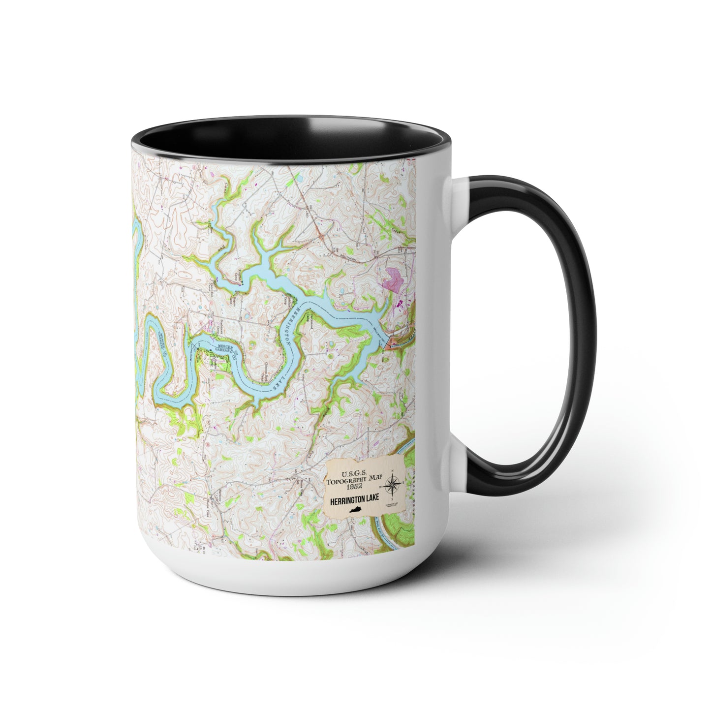 1952 Full USGS Herrington Lake Topography Map Biggie Coffee Mugs, 15oz