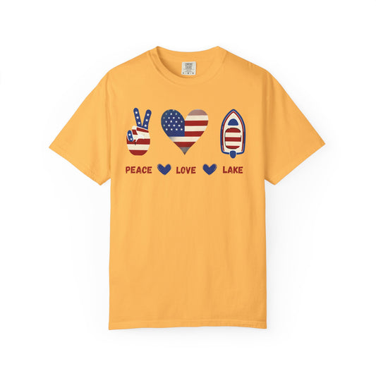 Peace Love Lake Unisex Lake Patriots Collection Premium Garment-Dyed Comfort Colors TShirt