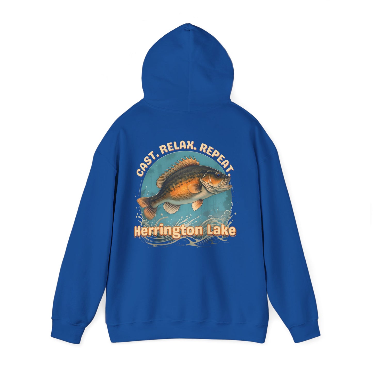 Cast. Relax. Repeat. Herrington Lake Double-Sided Unisex Heavy Blend™ Hooded Sweatshirt