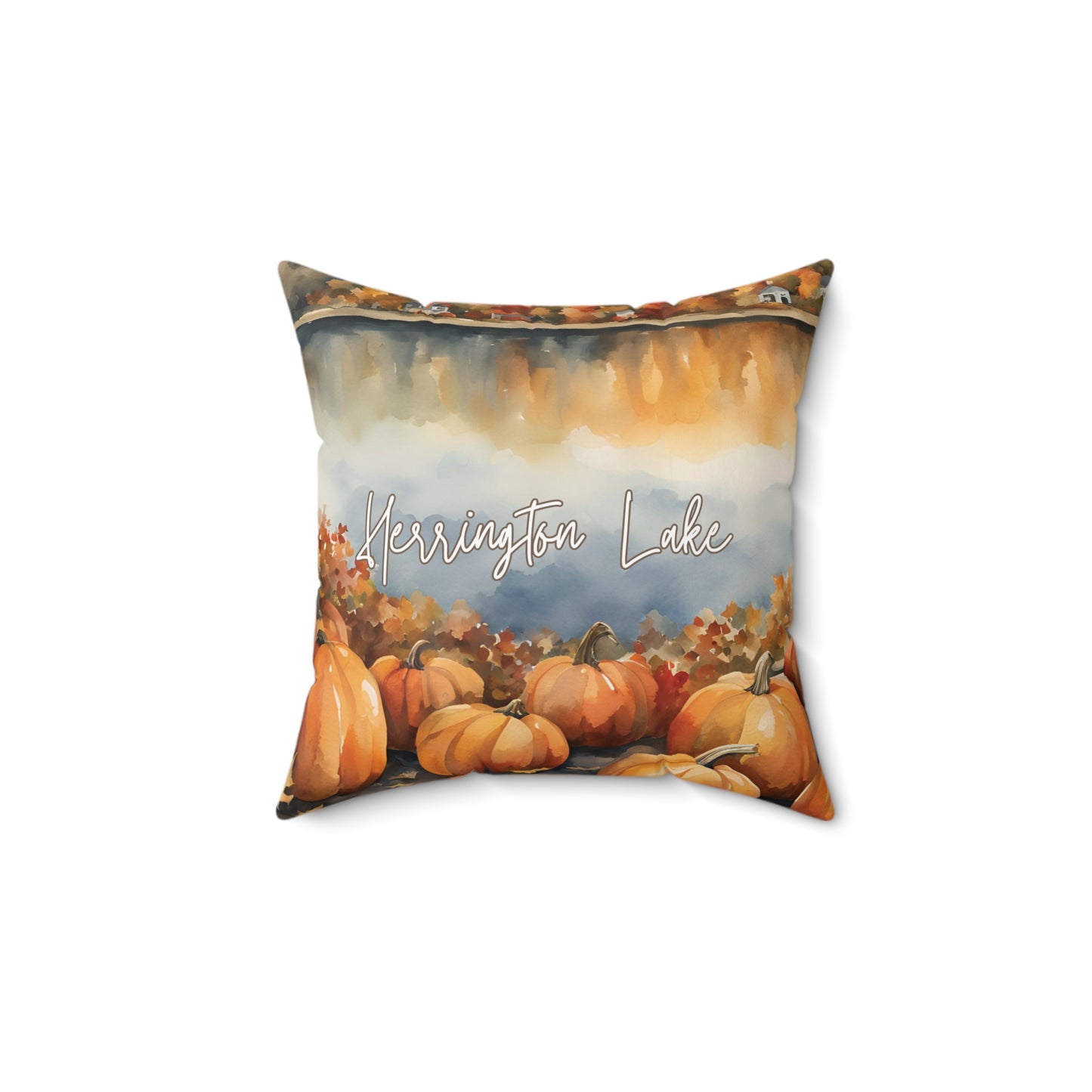 Herrington Lake Pumpkin Patch Faux Suede Square Pillow