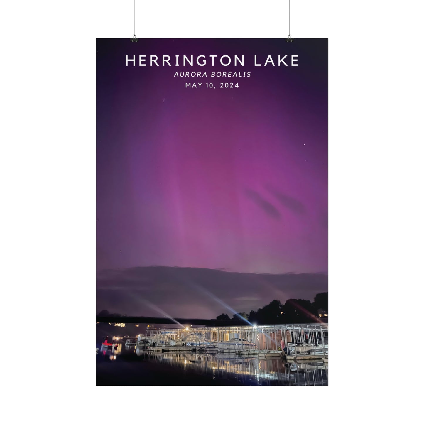 Northern Lights Over Herrington Limited Edition Rolled Posters with Titled Top