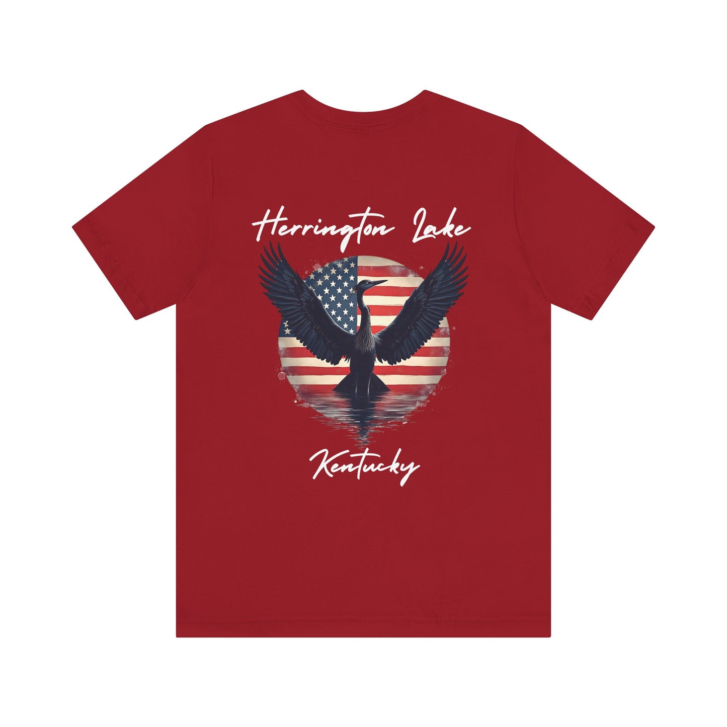"Liberty Heron" Herrington Lake Patriots Collection Double-Sided Print Unisex Jersey Knit Cotton Short Sleeve Tee