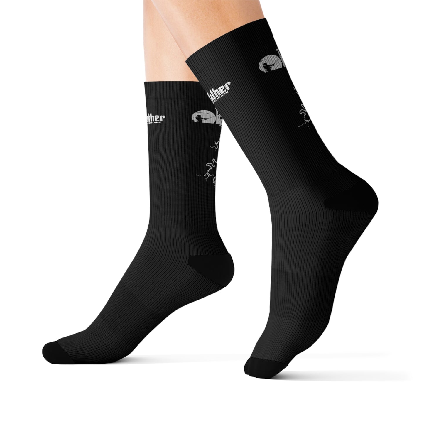 "The Rodfather" of Herrington Lake Iconica Collection Socks - White On Black