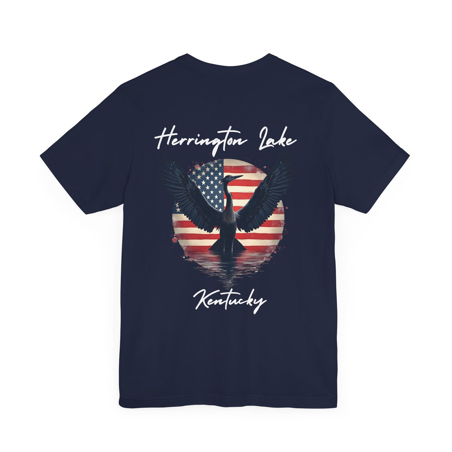 "Liberty Heron" Herrington Lake Patriots Collection Double-Sided Print Unisex Jersey Knit Cotton Short Sleeve Tee