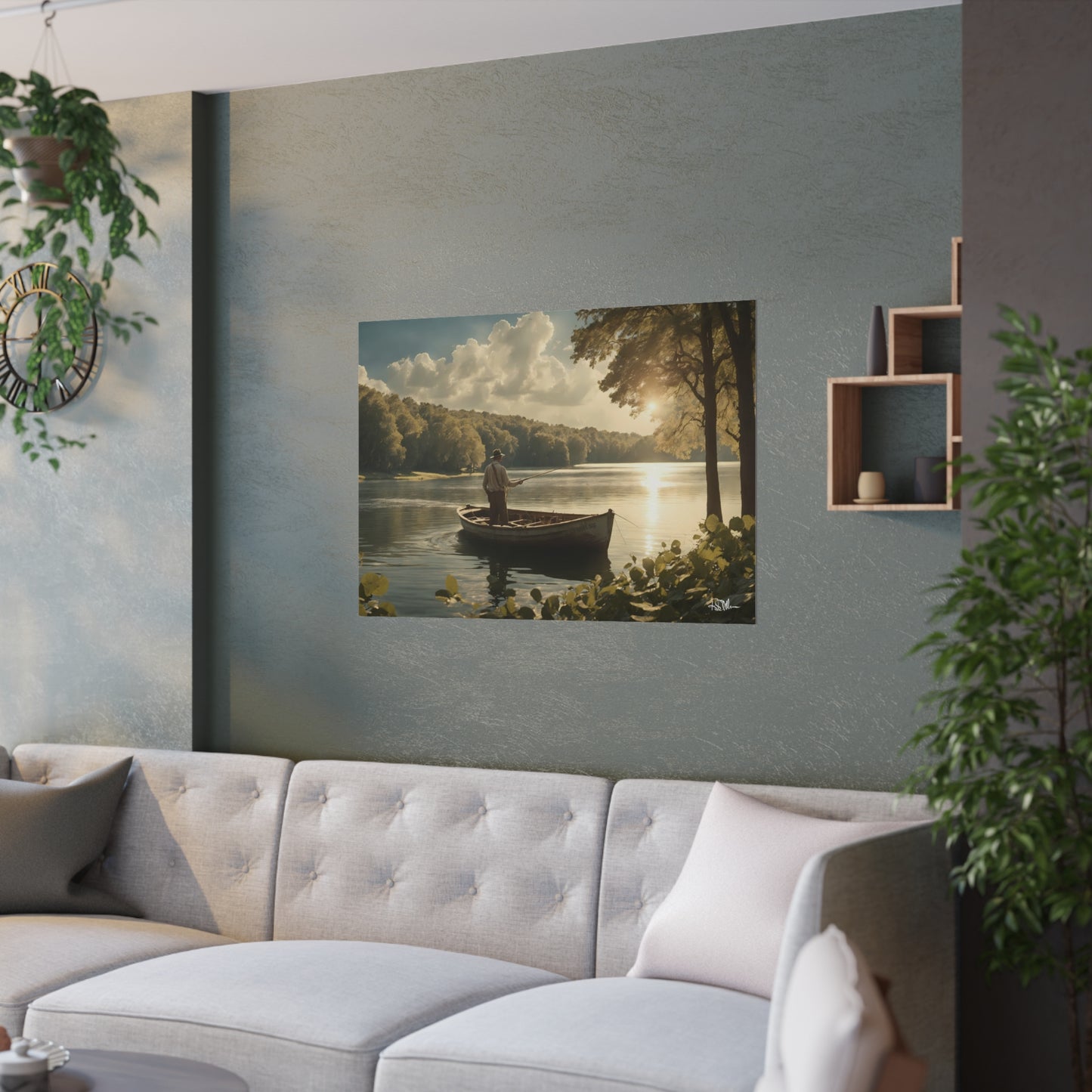 "Fishing in Olde Herrington" Satin Poster (210gsm)