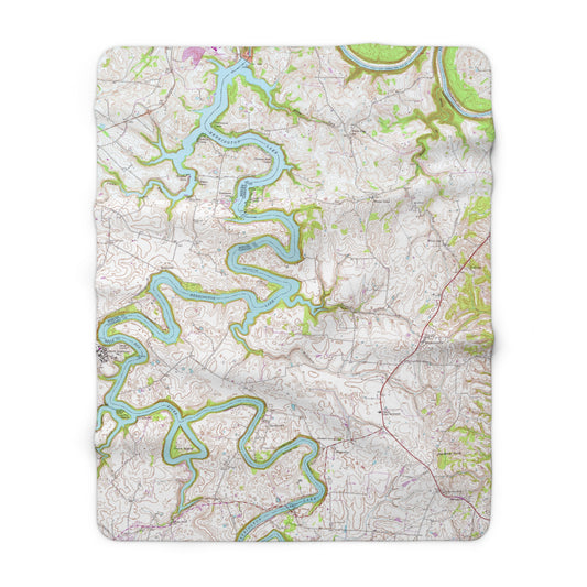 Herrington Lake 1952 USGS Topography Map Sherpa Fleece Blanket - Natural Colors