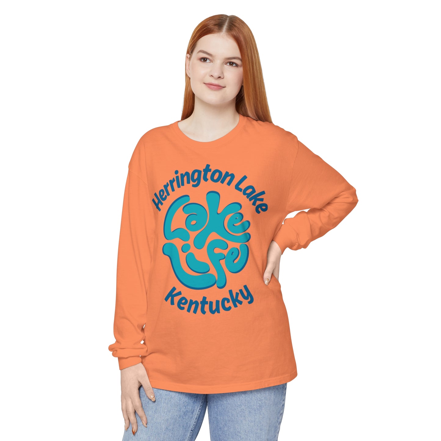 Herrington Lake Spring Pastels "Lake Life" Garment-Dyed Premium Comfort Colors™ Long Sleeve T-Shirt