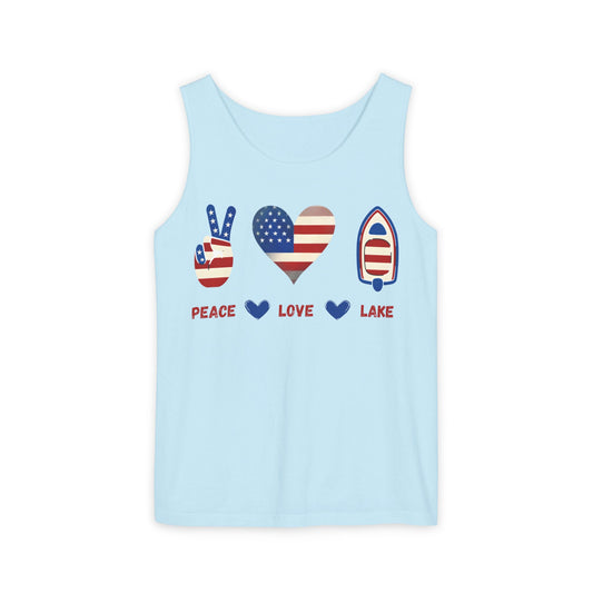 Peace Love Lake Unisex Lake Patriots Collection Garment-Dyed Cotton Tank Top