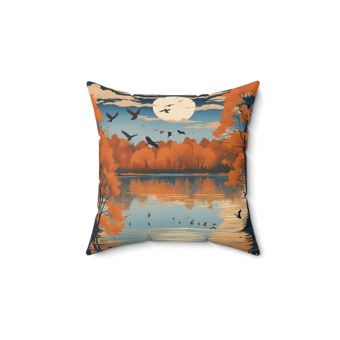 The Seasons: Fall on Herrington Illustrated Spun Polyester Square Accent Pillow