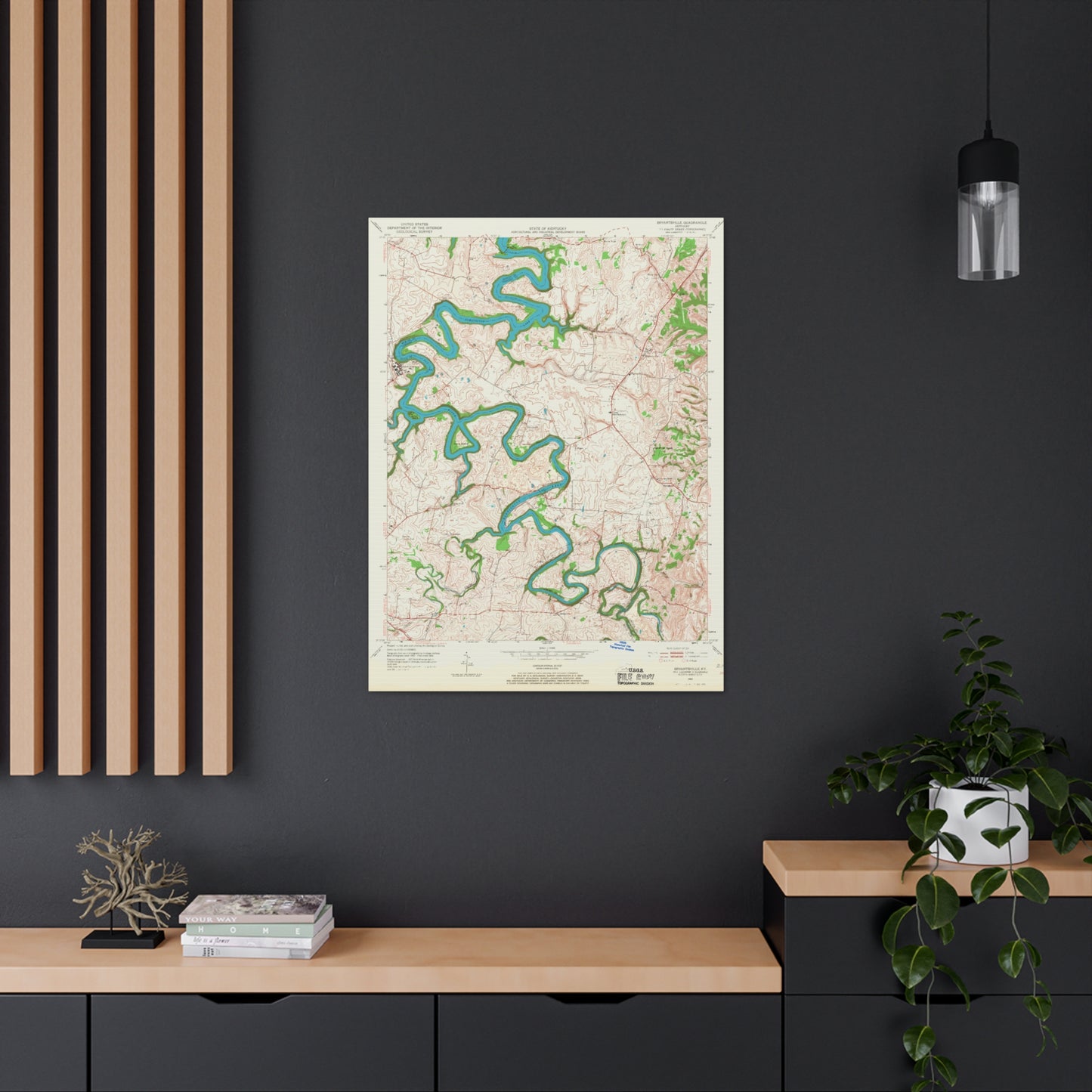 Herrington Lake - Bryantsville Quadrangle Topographic Map, USGS 1952 Canvas Gallery Wraps